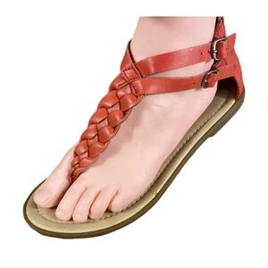 Lucky Brand Red/coral thong Woven women sandal size 7M